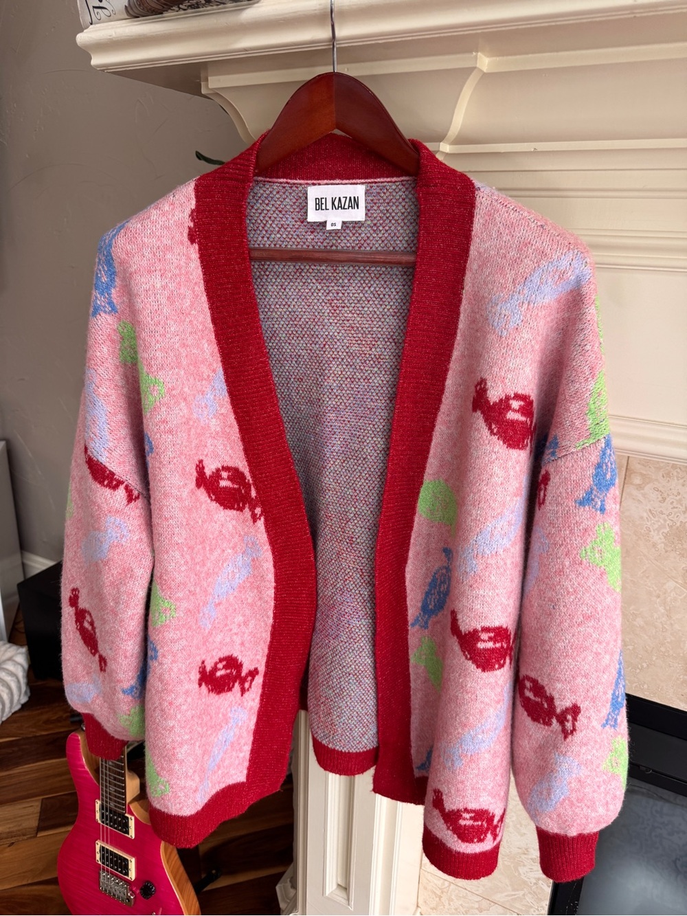 Anthropologie Bel Kazan Icon Pink Candy Open-Front Cardigan